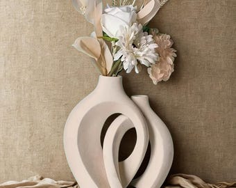 Nordic Ceramic Circle Vase: Minimalist Sculptural Home Decor