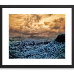 Landscape digital download, nature printable wall art, mountain photography, glowing digital print, forest art print.