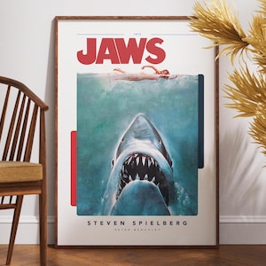 Jaws Movie Poster | Jaws film Print | Retro Movie Poster | Minimalist Movie Poster | Jaws Poster Print | Wall Art | Retro Film Print Design