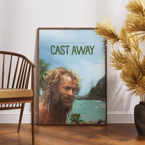 Cast Away Poster,Retro Film, Wall Art, ,Tom Hanks, Robert Zemeckis