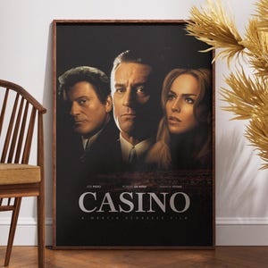 Poster del casinò, poster di film retrò, poster vintage, Martin Scorsese, stampa, Robert De Niro, arredamento per la casa, regalo per lui, sala giochi, film di poker