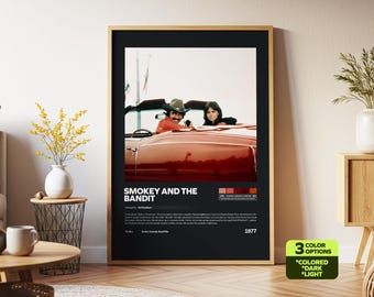 Póster de Smokey and the Bandit, película retro, película vintage, impresión artística, Hal Needham