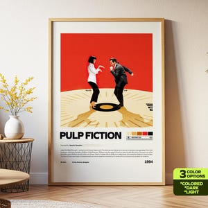 Pulp Fiction Poster, Retro Movie, Vintage Film, Quentin Tarantino, John Travolta, Print Art