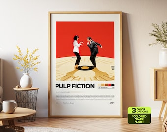 Pulp Fiction Poster, Retro Movie, Vintage Film, Quentin Tarantino, John Travolta, Print Art