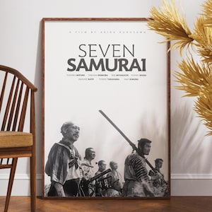 Seven Samurai Poster, Print Poster, Wall Art, Retro Poster, Vintage Poster, Akira Kurosava, Gift for Him, Toshiro Mifune, Kikuchiyo, Movie