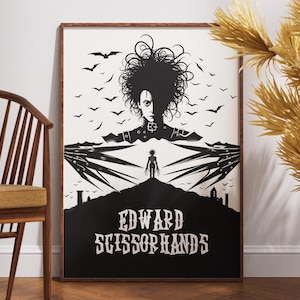 Edward mit den Scherenhänden Poster, Retro Wand Kunst Dekor, Vintage Film Poster, Minimalistische Film Print Design, Bester Tim Burton Film, Geschenk zum Film