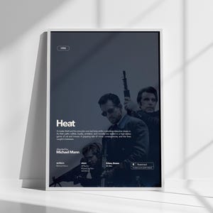 Poster di Heat, stampa di film colorata, stampa di film, film retrò, idea regalo, arte murale, idea di design per pareti, sala giochi, Al Pacino, Robert De Niro