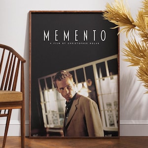 Póster de recuerdo, impresión minimalista de película, regalo para cinéfilos, arte mural imprimible, póster retro, póster vintage, Christopher Nolan, Leonard Shelby