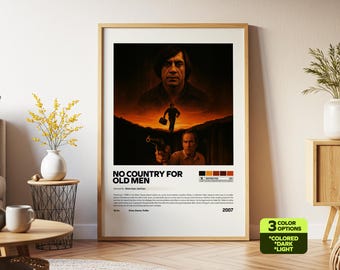 No Country For Old Men Poster, Retro Movie, Print Art, Digital Download, Javier Bardem
