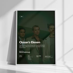 Ocean&#39;s Eleven Poster, Colored Movie Print, Film Print, Retro Movie, Gift Idea, Wall Art, Wall Design Idea, Game Room, George Clooney