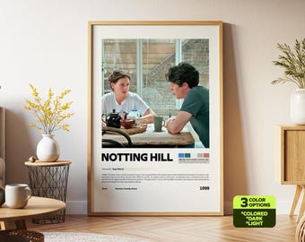 Notting Hill Poster, Retro Movie, Vintage Film, Julia Roberts, Roger Michell, Hugh Grant,