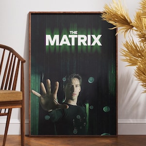 Matrix Poster, Keanu Reeves, Carrie-Anne Moss, Neo and Trinity, Retro Movie Poster, Vintage Poster, Gift for Her, Gift for Him, Home Decor