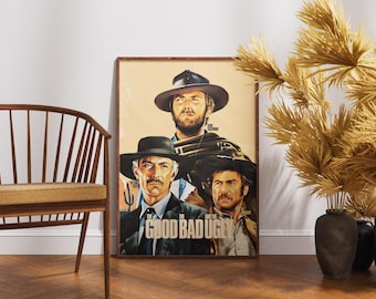 The Good The Bad And The Ugly Poster, Retro Movie, Clint Eastwood, Print Art