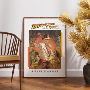 Indiana Jones Poster, Movie Print, Retro Vintage Wall Art, Harrison Ford, Film Lover Gift