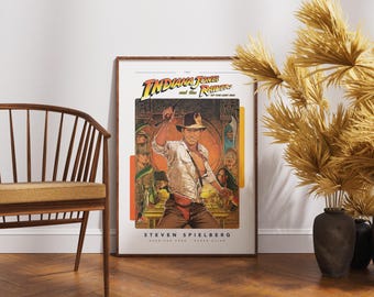 Indiana Jones Poster, Movie Print, Retro Vintage Wall Art, Harrison Ford, Film Lover Gift