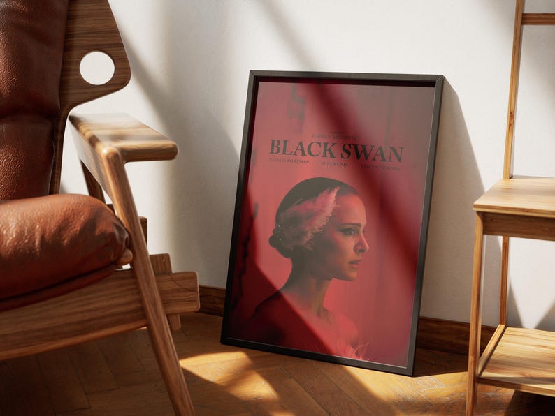 Black Swan Poster, Natalie Portman Wall Art, Minimalist Movie Print image 7