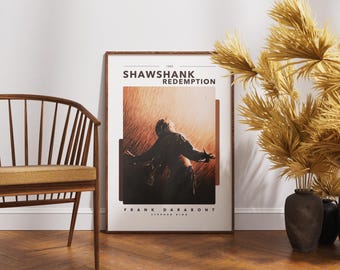 Plakat filmu „Skazani na Shawshank”, wydruk filmu Franka Darabonta, film retro, Morgan Freeman, Tim Robbins