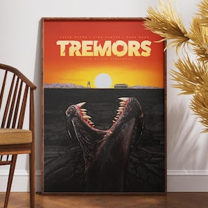 Poster del film Tremors, poster stampato, regalo per gli amanti del cinema, arte murale stampabile, poster retrò, Ron Underwood, poster vintage, Tremors, arte murale