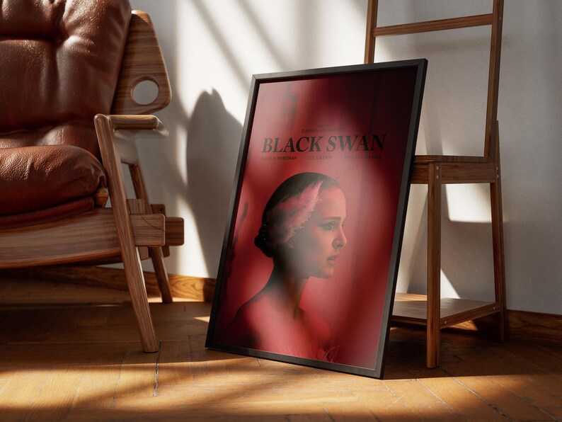 Black Swan Poster, Natalie Portman Wall Art, Minimalist Movie Print image 10