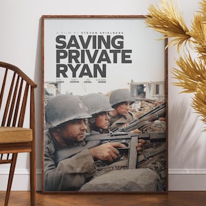 Saving Private Ryan Movie Poster,Retro Film Poster, Minimal Print, Movie Lovers Gift, Printable Wall Art, Steven Spielberg, Tom Hanks Movie