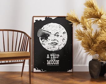 Cartel de un viaje a la luna, película retro vintage, Le Voyage dans la Lune
