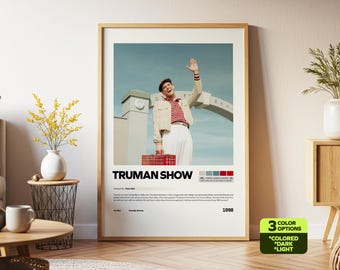 The Truman Show Movie Poster: Vintage Jim Carrey Film Art