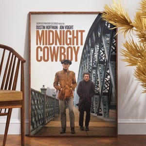 Poster di Midnight Cowboy, poster di film retrò, poster vintage, John Schlesinger, Dustin Hoffman, Jon Voight, regalo per lui, regalo per gli amanti del cinema