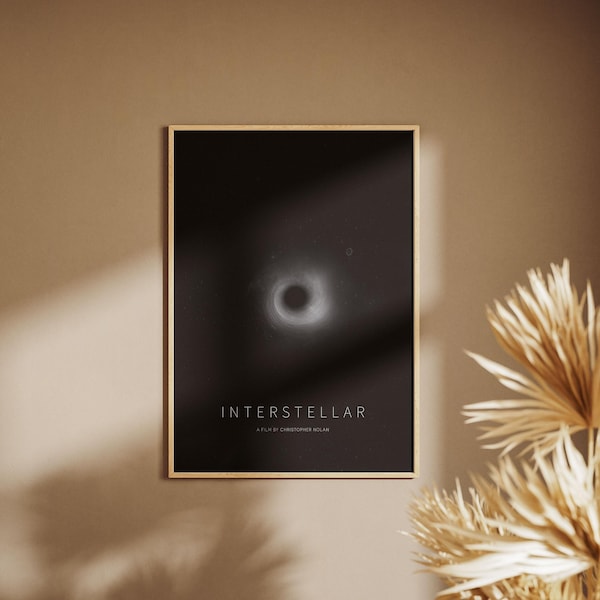 Interstellar Movie Poster, Wall Art Decor, Christopher Nolan Film, Space Galaxy Minimalist Print