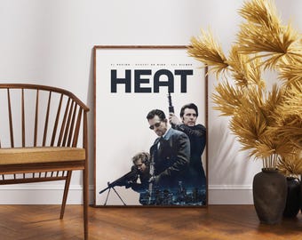 Heat Movie Poster, Robert De Niro, Al Pacino,  Retro Film, Digital Download, Physical Print