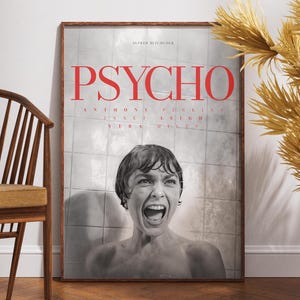 Psycho Poster, Print Poster, Movie Poster, Retro Vintage Poster, Gift Idea, Alfred Hitchcock, Gift for Him, Anthony Perkins, Janet Leigh