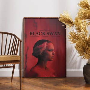 Black Swan Poster, Natalie Portman Wall Art, Minimalist Movie Print image 1