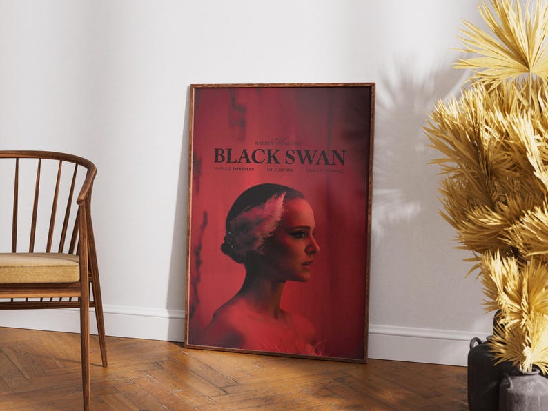 Black Swan Poster, Natalie Portman Wall Art, Minimalist Movie Print image 2