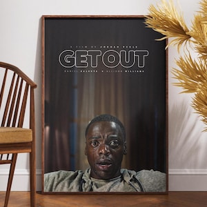 Get Out filmposter, print poster, kunst aan de muur, retro vintage poster, cadeau-idee, Daniel Kaluuya, Jordan Peele, woondecoratie, cadeau voor hem