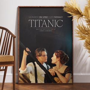 Titanic Poster, druckbare Wandkunst, Film Liebhaber Geschenk, Film Poster, Wanddekor, James Cameron, Kate Winslet, Leonardo DiCaprio, Geschenk für Sie