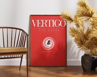 Póster de la película Vértigo, arte mural, impresión de película retro vintage, Alfred Hitchcock