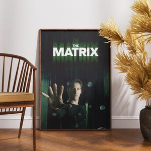 Affiche Matrix, film rétro, film vintage, Keanu Reeves, Neo and Trinity, Lana Lilly Wachowski