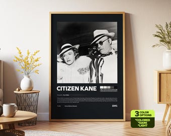 Citizen Kane Poster, Retro Movie, Vintage Film, Orson Welles, Charles Foster