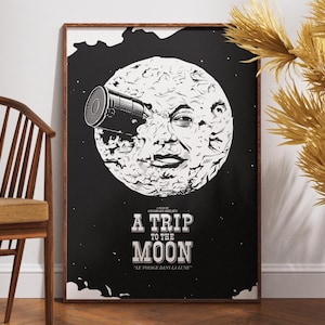 A Trip to the Moon Poster, Vintage Movie Posters, Home Decor, Retro Wall Art, Room Decor Aesthetic, Le Voyage dans la Lune, Georges Melies