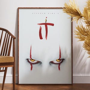 It Movie Poster, Printable Wall Art, Movie Lovers Gift, Print Film Poster, Wall Decor, Horror Movie, Stephen King, Bill Skarsgård, Gift Idea
