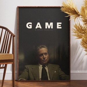 The Game Poster, Retro Movie Poster, Gift for Him, Wall Art, Vintage Poster, David Fincher Film, Gift for Her, Sean Penn, Movie Lovers Gift