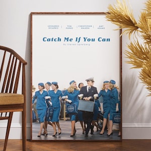 Catch Me If You Can Poster, Filmposter, Retro Vintage Poster, Tom Hanks, Leonardo DiCaprio, Steven Spielberg Film, Geschenkidee, Geschenk für Ihn