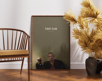 Fight Club Movie Poster, Film Wall Art, David Fincher, Edward Norton, Brad Pitt