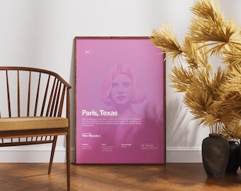 Paris Texas Poster, Colored Movie Print, Retro Film, Wall Art, Game Room, Wim Wenders