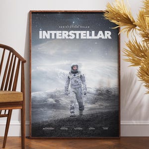 Poster del film Interstellar, poster retrò vintage, regalo per lui, arte murale, Matthew McConaughey, Christopher Nolan, regalo per lei, Anne Hathaway