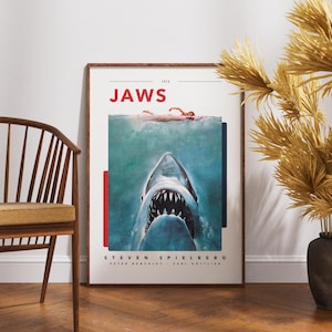 Jaws Poster, Peter Benchley Film, Print Art, Retro Vintage Decor