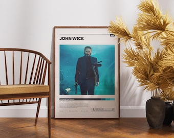 John Wick Poster, Printable Wall Art, Vintage Film, Keanu Reeves, Chad Stahelski