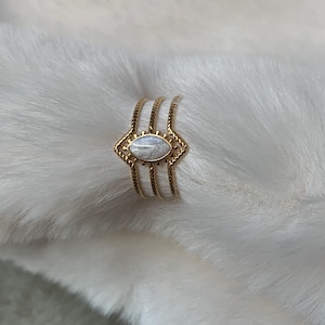 Adjustable stainless steel ring trendy ring adjustable ring pearly stainless steel ring chic gold stainless steel ring