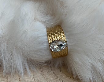Adjustable ring with a drop shaped crystal stone in stainless steel a unique gift for women