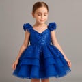 Handmade Blue Sequin Toddler Dress: Sparkly Party Outfit with Bow Princess Girl's Dress product logo