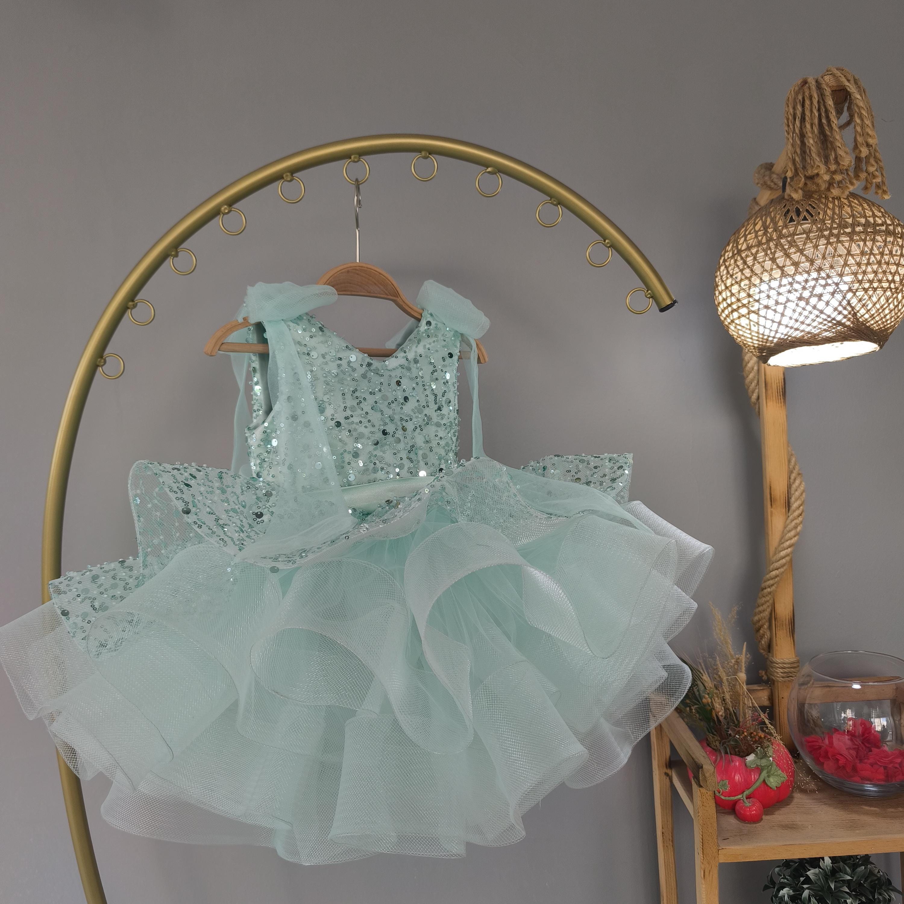 mint green dress with bow Madison Lace and Bow Dress- Green S main image 1